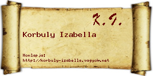 Korbuly Izabella névjegykártya